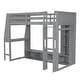 preview thumbnail 17 of 25, Wooden Gaming Loft Bed with LED Light and Multi-storage Shelves, Twin/Full Size Loft Bedframe with Desk and Hanging Clothes Rack
