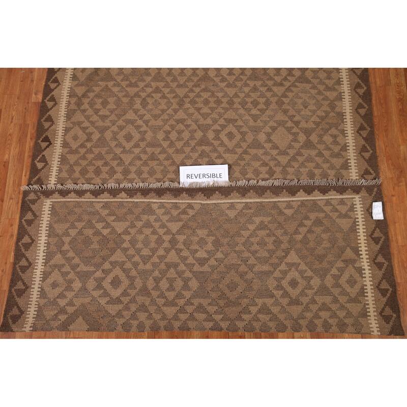 Hand-woven Geometric Kilim Area Rug Oriental Wool Carpet - 6'6"x 9'8"