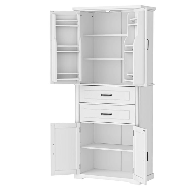Storage Cabinet with Multi-Functional Storage Space for Bathroom/Living Room, 2 Drawers with Slide Rails, Adjustable Shelf