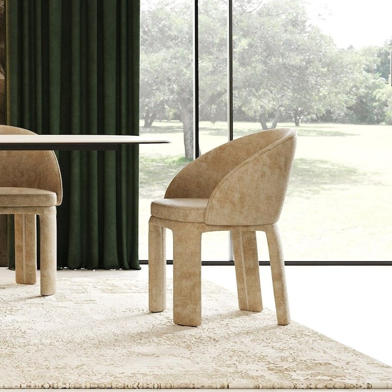 Modrest Sarkis Modern Beige Velvet Dining Chair