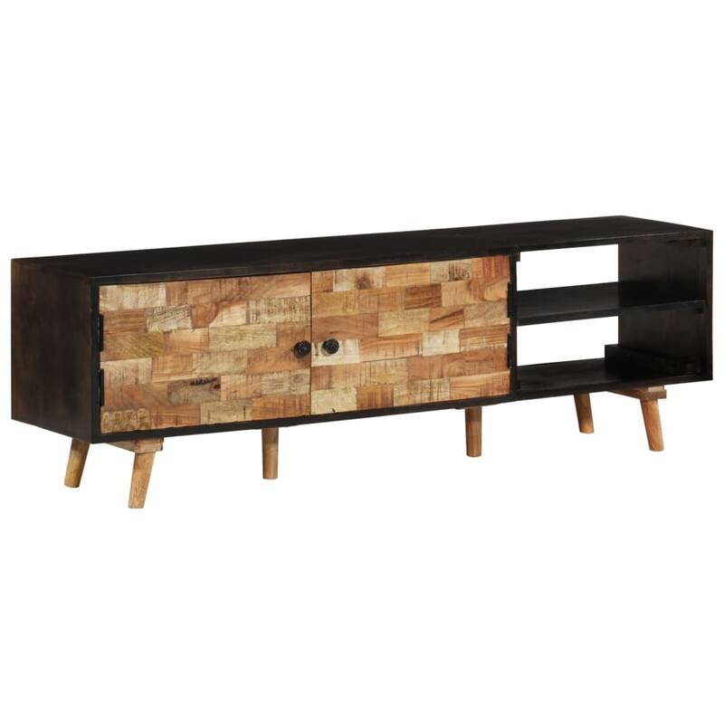 vidaXL TV Stand 55.1"x11.8"x17.7" Rough Mango Wood and Solid Wood Acacia - 55.1" x 11.8" x 17.7"