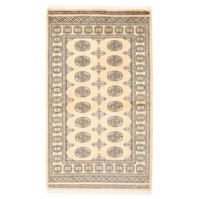 ECARPETGALLERY Hand-knotted Peshawar Bokhara Beige Wool Rug - 3'3 x 5'4