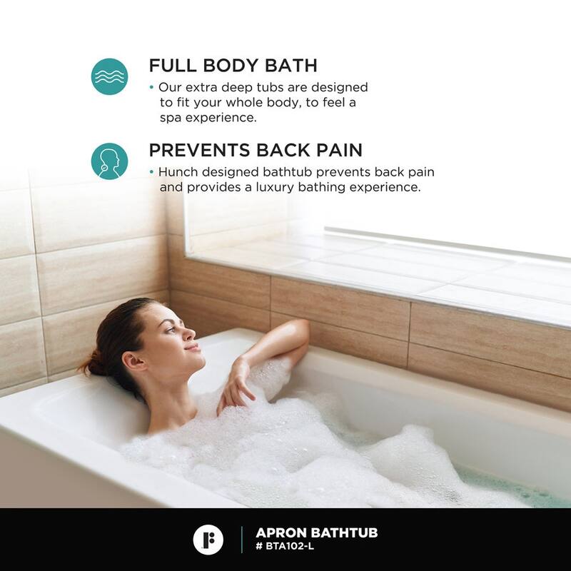 Fine Fixtures Acrylic-Fiberglass Soaking Bathtub, White. Alcove/Apron Front