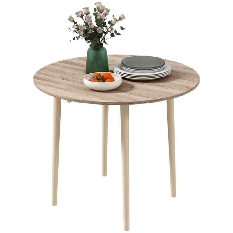 Adjustable Folding Dining Table for Four with Drop Leaf Design Pine Wood and Particleboard - 35" Dia. x 28.9" H