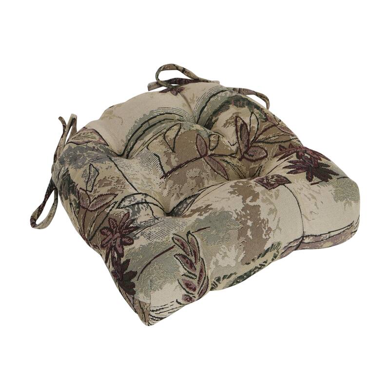 16-inch Rounded Back Woven Tapestry Tufted Chair Cushions (Set of 2 or 4) - 16 x 16