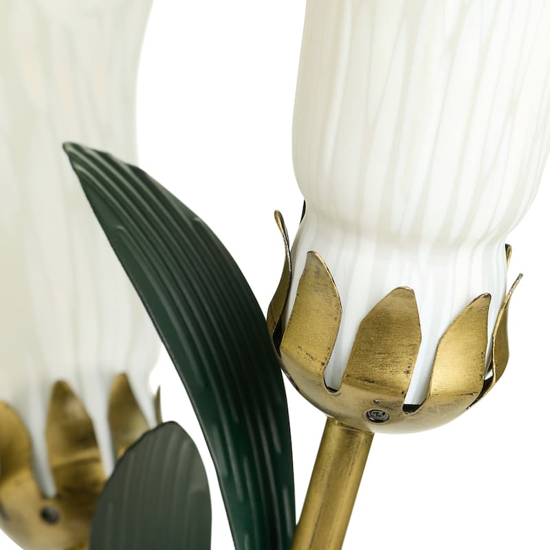 River of Goods Bronze Metal and Glass 3-Shade Calla Lily Table Lamp
