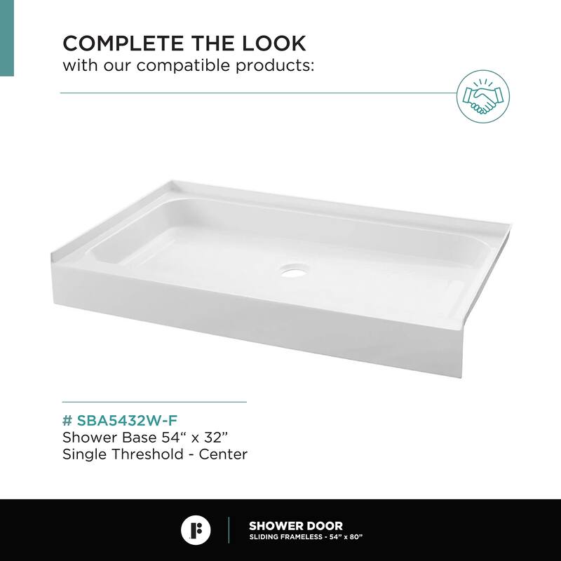 Fine Fixtures Frameless Clear Sliding Bathroom Shower Door