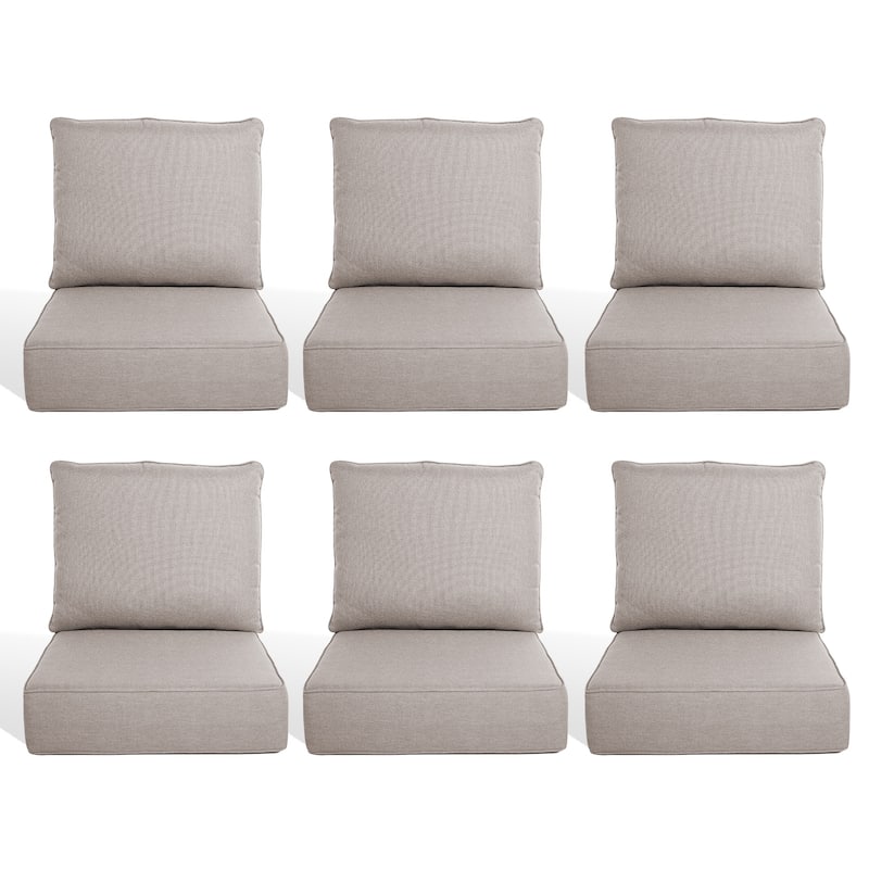 Pocassy 22"x24"x6" Inch Thick Cushions Pillows Indoor Outdoor Cushion 6 Set - Beige Cushion