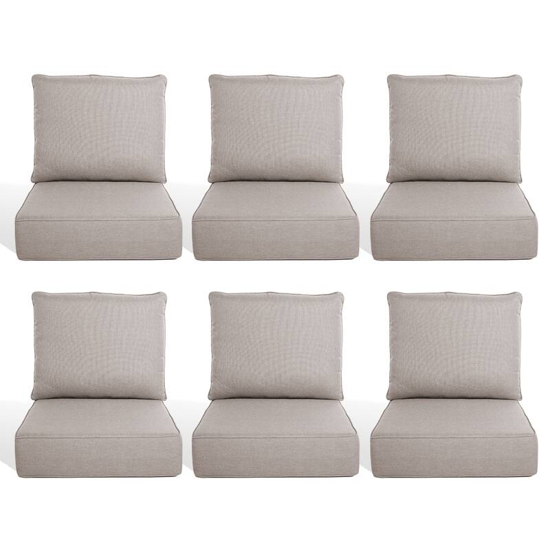 Pocassy 22"x24"x6" Thick Cushions Pillows Indoor & Outdoor Cushion - 6 Set Seat & Back Cushion - Beige Cushion
