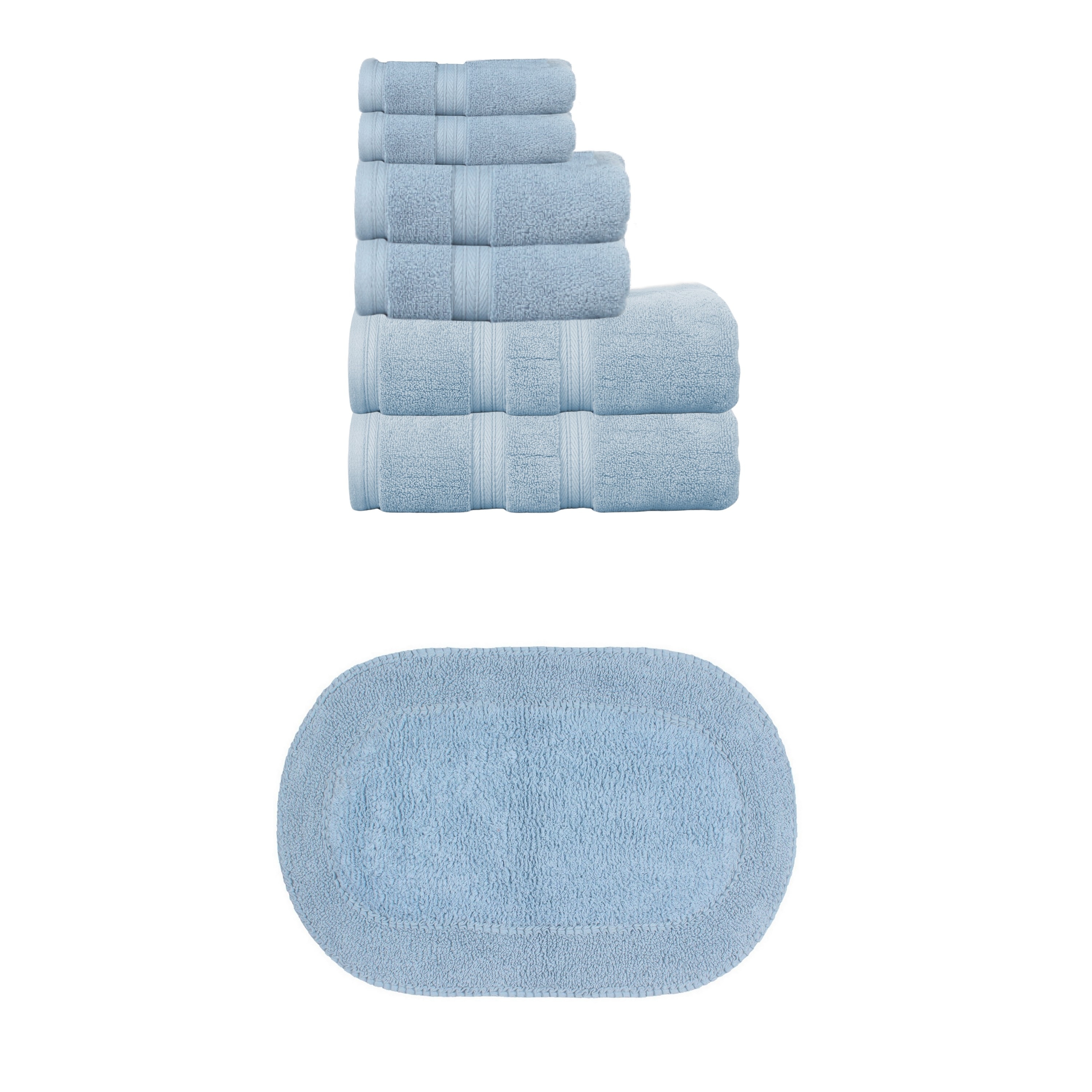 Home Weavers Double Ruffle Collection 100% Soft Cotton 6 Pc Towel Set & 1 Pc 17x24