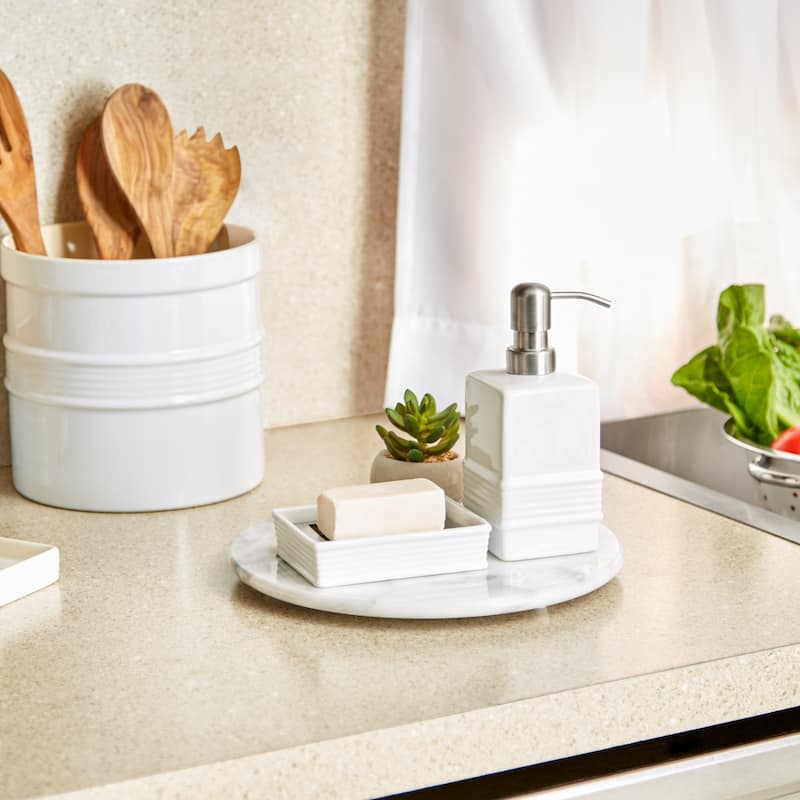 Stoneware Soap Pump Dispenser - White