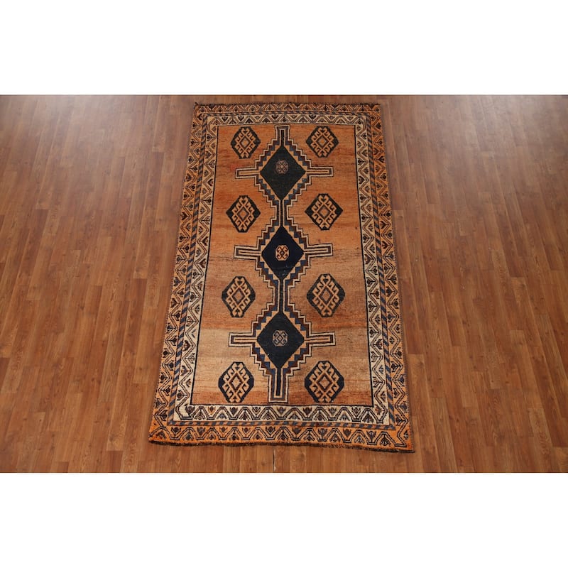 Geometric Qashqai Persian Antique Area Rug Handmade Wool Carpet - 4'5"x 8'0"
