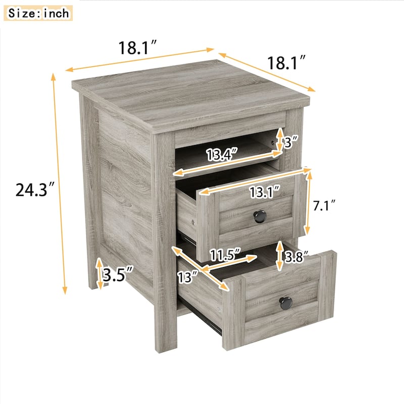 Farmhouse Wooden Nightstand