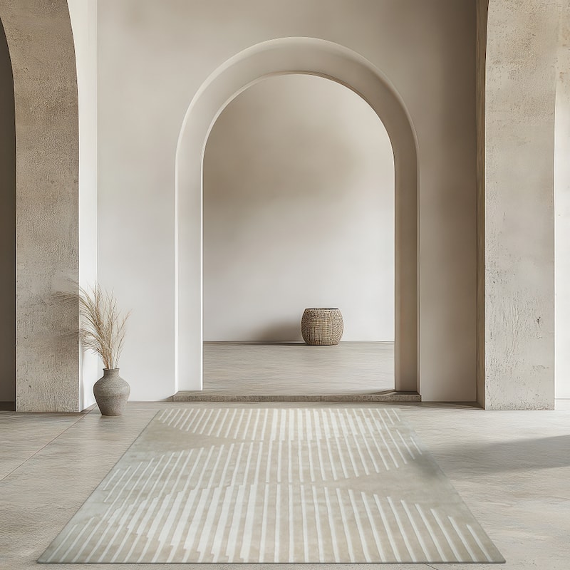 Beige Hand-Tufted Wool Modern Rug by EORC | Elegant and Luxurious Area