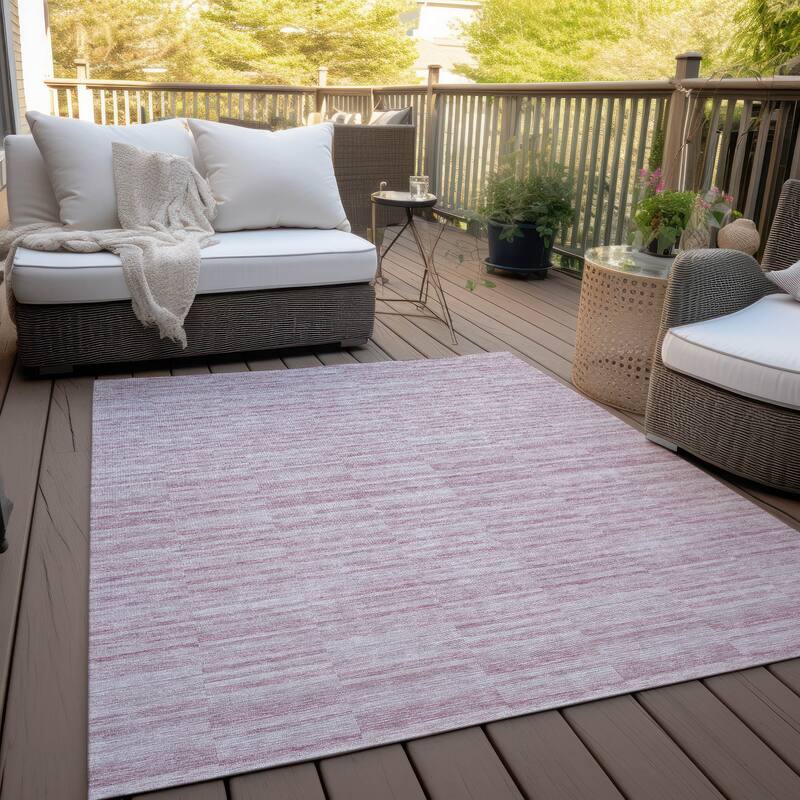 Machine Washable Indoor/ Outdoor Chantille Contemporary Blocks Rug - Blush - 8' x 10'