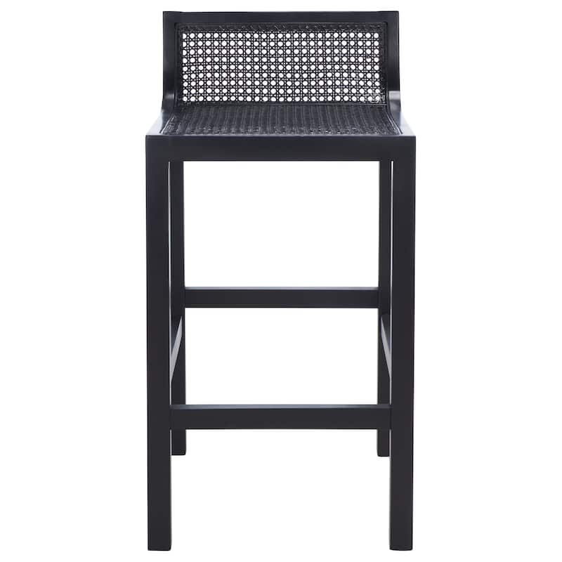 SAFAVIEH Carry Low Back Cane Counter Stool - 16" W x 19" D x 31" H - 16Wx19Dx31H