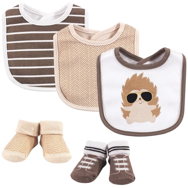 slide 1 of 1, Hudson Baby Infant Boy Cotton Bib and Sock Set 5pk, Mr. Hedgehog, One Size - Mr. Hedgehog - One Size One Size - Mr. Hedgehog