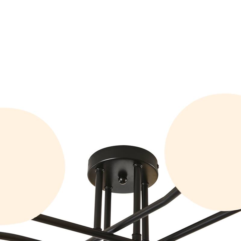 Retro - Modern Sputnik 8 - Light Semi - Flush Ceiling Light with Frosted Glass Spheres