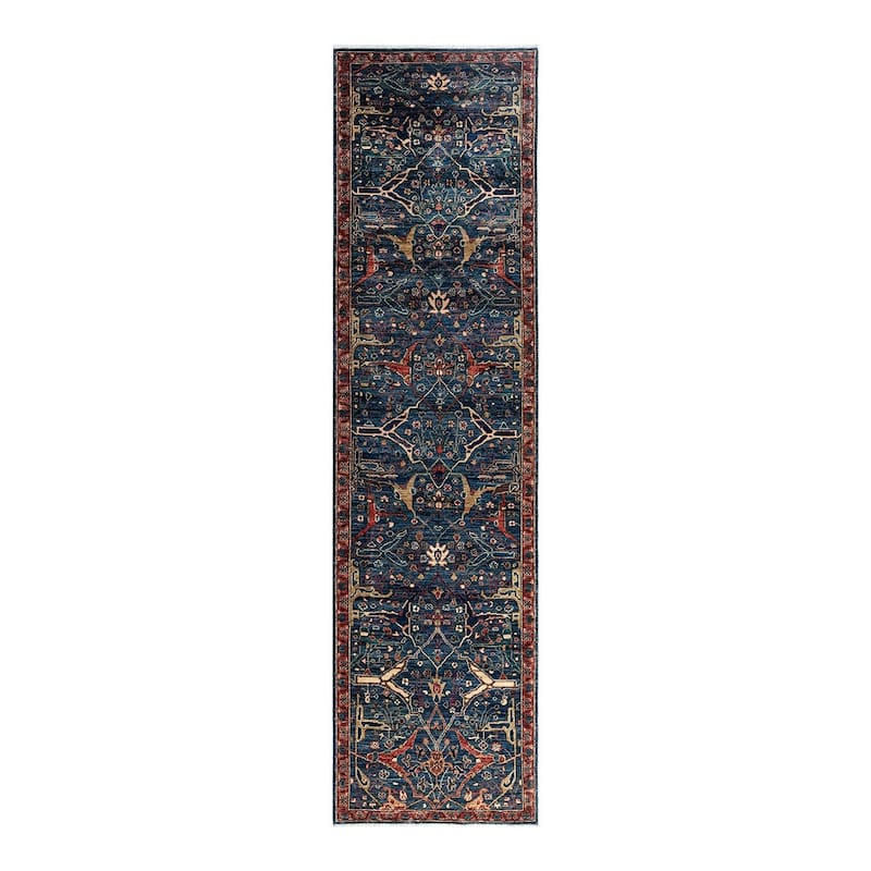 Serapi One-of-a-Kind Hand-Knotted Runner Rug - Blue, 2' 8" x 10' 4" - 2' 8" x 10' 4"