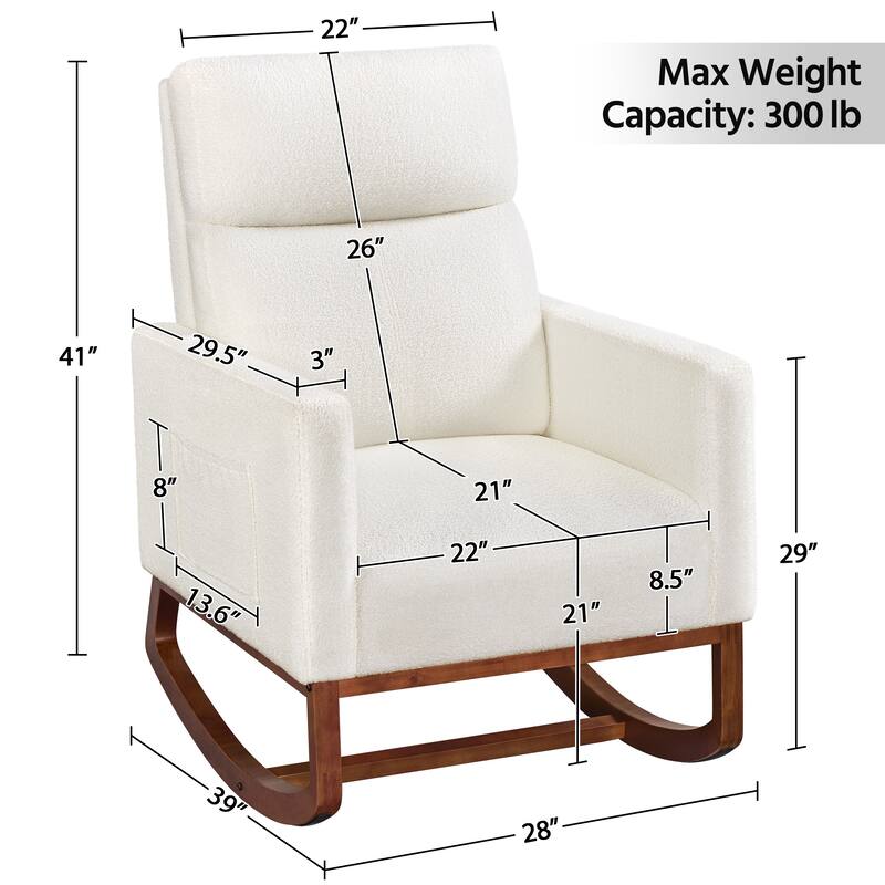 Yaheetech Rocking Accent Armchair Upholstered Glider High Back Chair