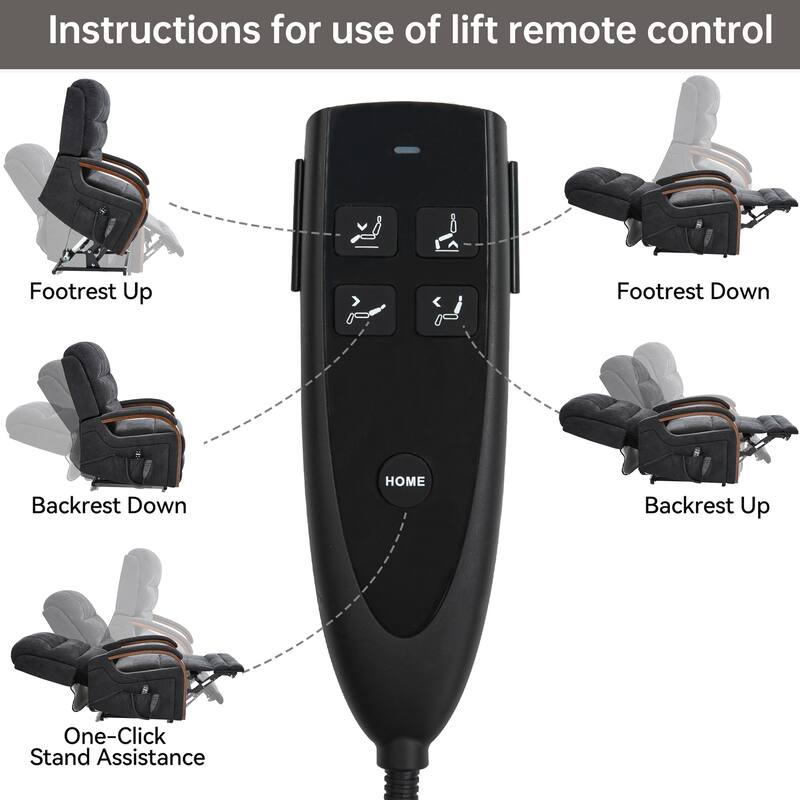 Roomfitters Dual Motor Power Lift Recliner, Infinite Position Massage Chair with Solid Wood Armrests, Chenille