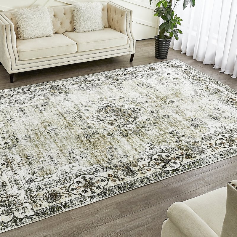 Vintage Non-Slip Machine Washable Area Rug - Rectangle 9' x 12'