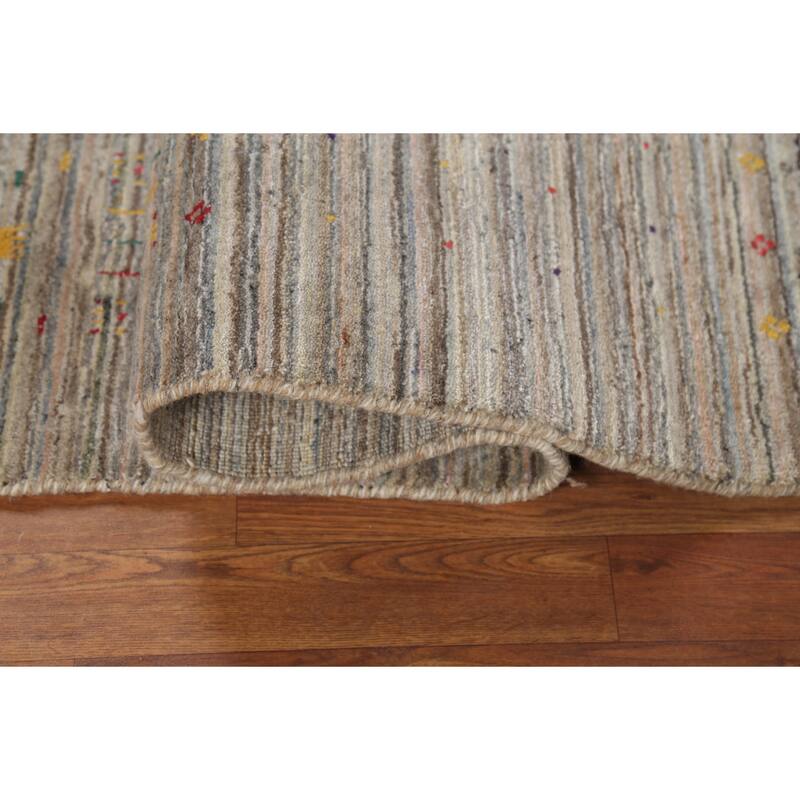 Striped Tribal Gabbeh Oriental Area Rug Handmade Wool Carpet - 4'11"x 7'11"