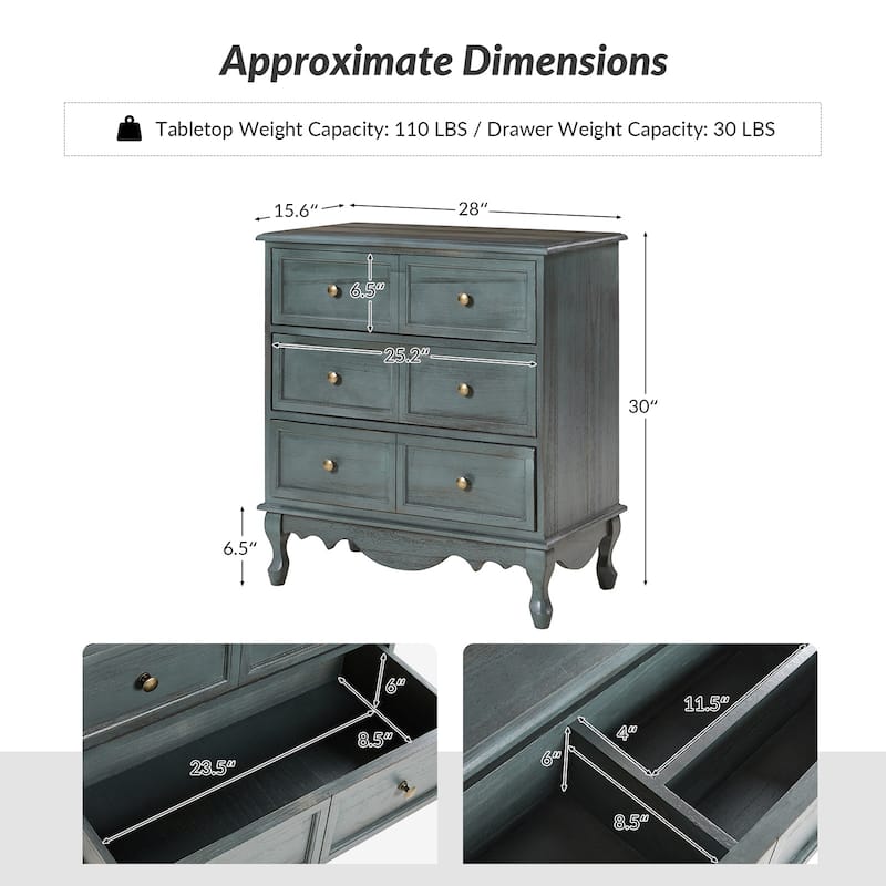 Pallantium Farmhouse 30"Tall Distressed 3-Drawer Nightstand With Solid Wood Legs and Adjustable Feet by HULALA HOME