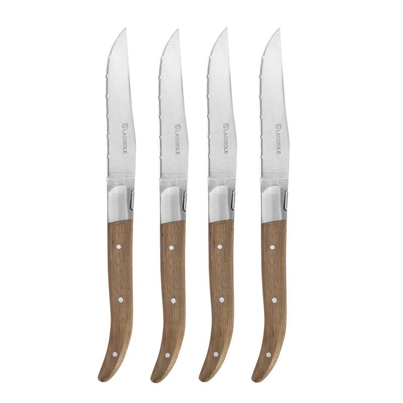 Au Nain Laguiole Set of 4 Steak Knives with Ash Wood Handles
