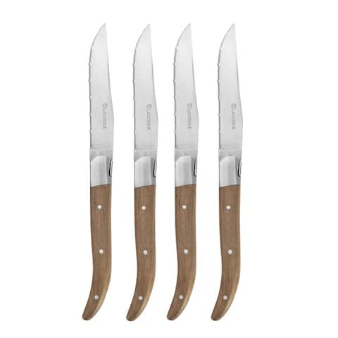 Au Nain Laguiole Set of 4 Steak Knives with Ash Wood Handles
