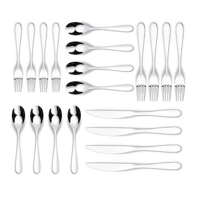 Ornative Percival 18/0 Stainless Steel 20 Pieces Flatware Set - 10.63" H x 6.69" W x 2.76" D