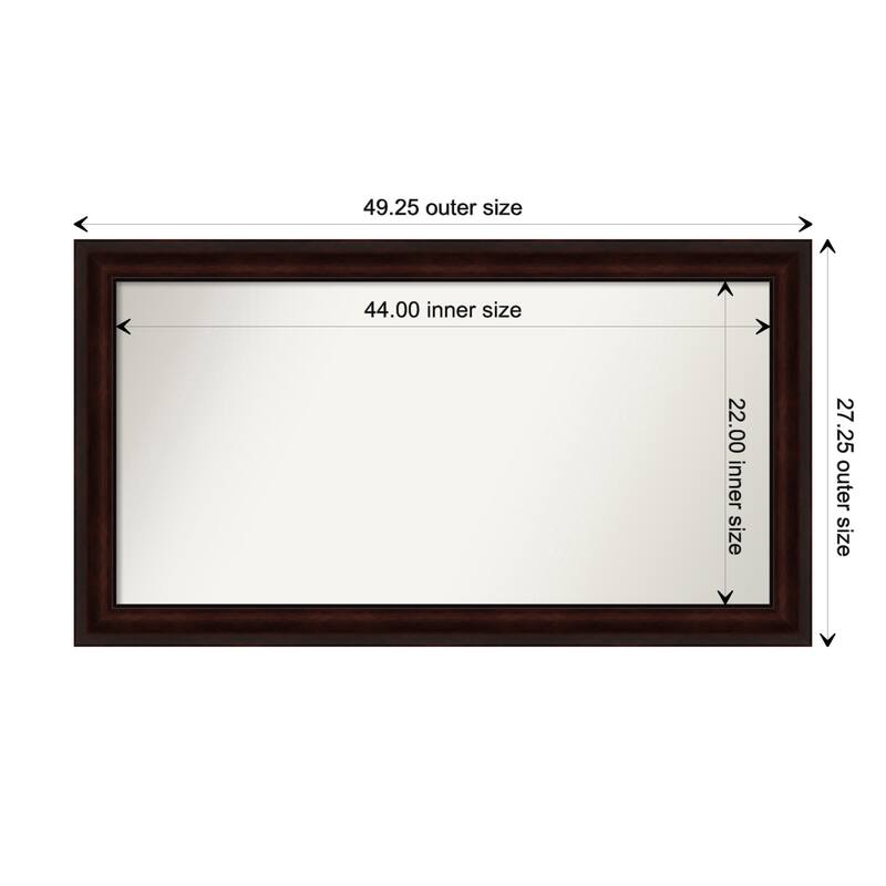 Coffee Bean Brown Framed Non-Beveled Custom Wall Mirror, Bathroom Vanity Mirror - Outer Size: 49.25 x 27.25