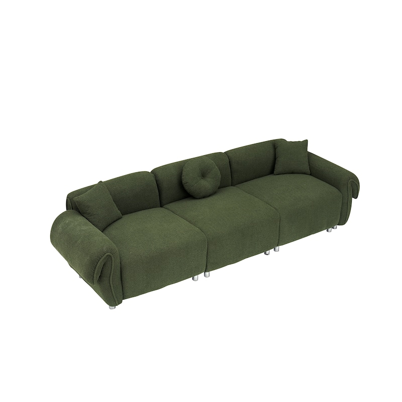 112" teddy velvet fabric, with 3 pillows for living room