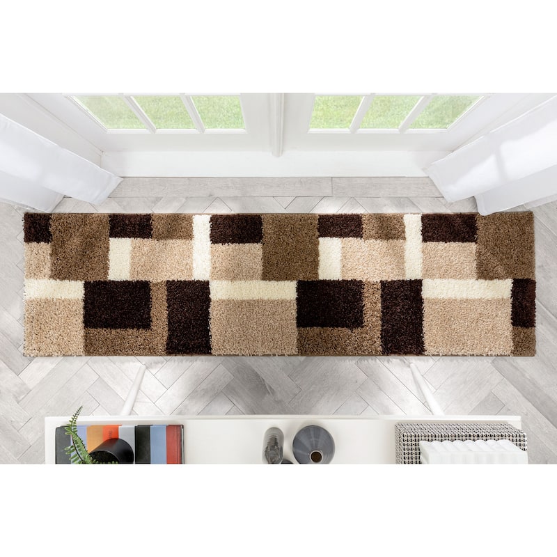 Well Woven Madison Shag Cubes Geometric Shag Area Rug