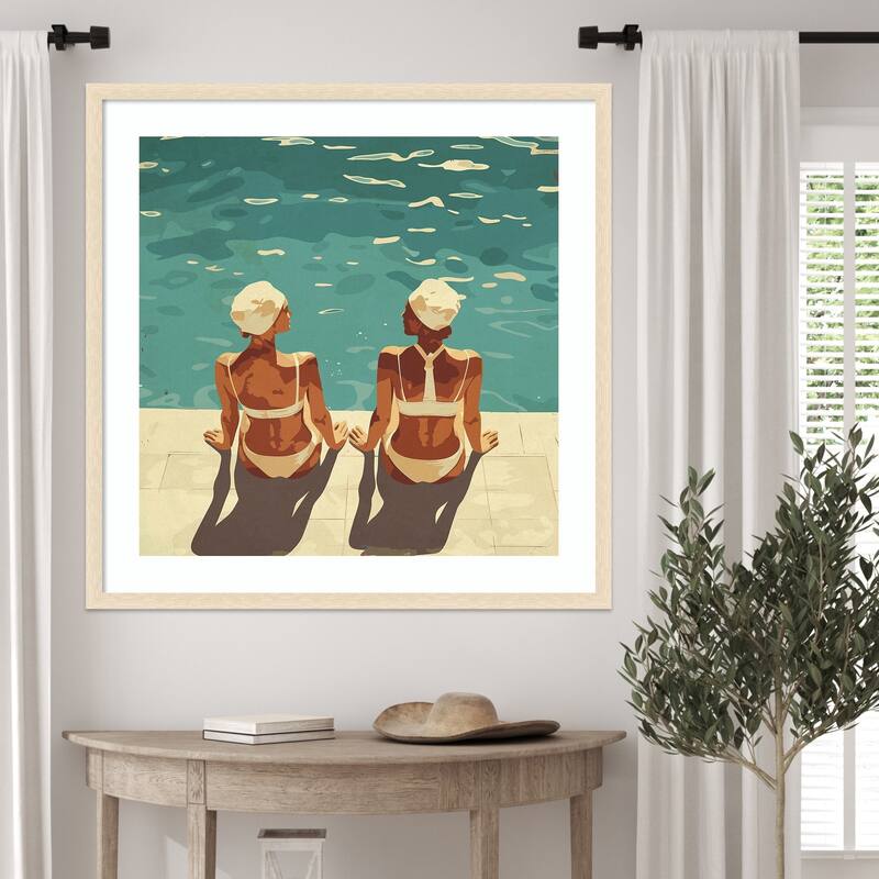 Peaceful and Poolside by Layla Oz Wood Framed Wall Art Print