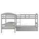 preview thumbnail 6 of 13, Twin L-Shaped Bunk bed with Trundle and Guardrail, Grey