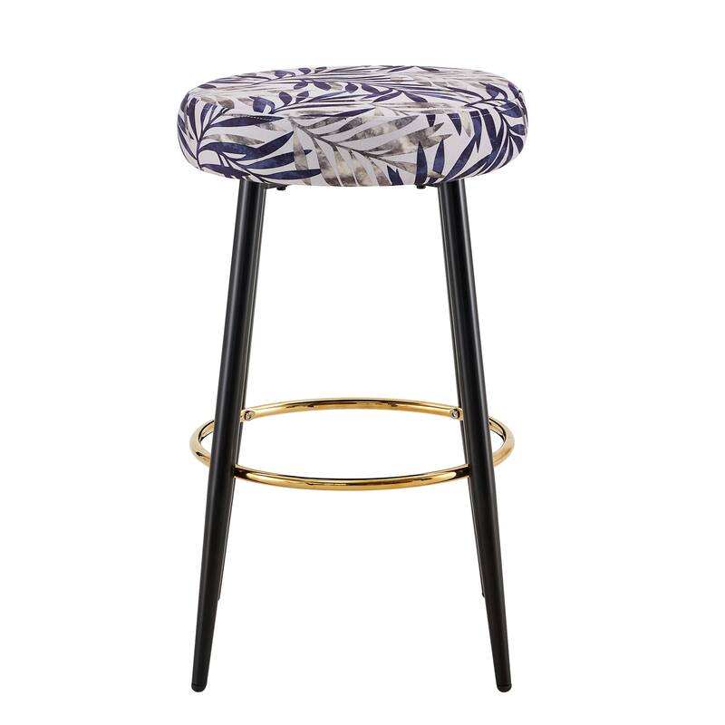 Bar Stools PU Kitchen Stools Upholstered Stools with Golden Footrest