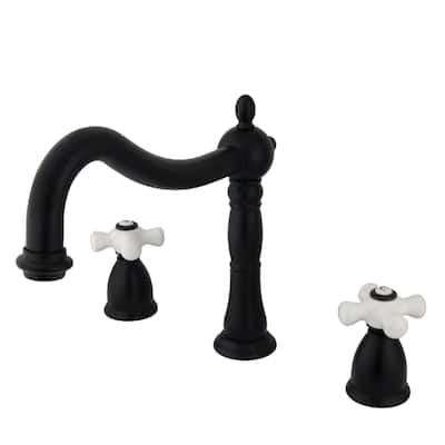 Kingston Brass Heritage Widespread Deck Mounted Roman Tub Filler with
