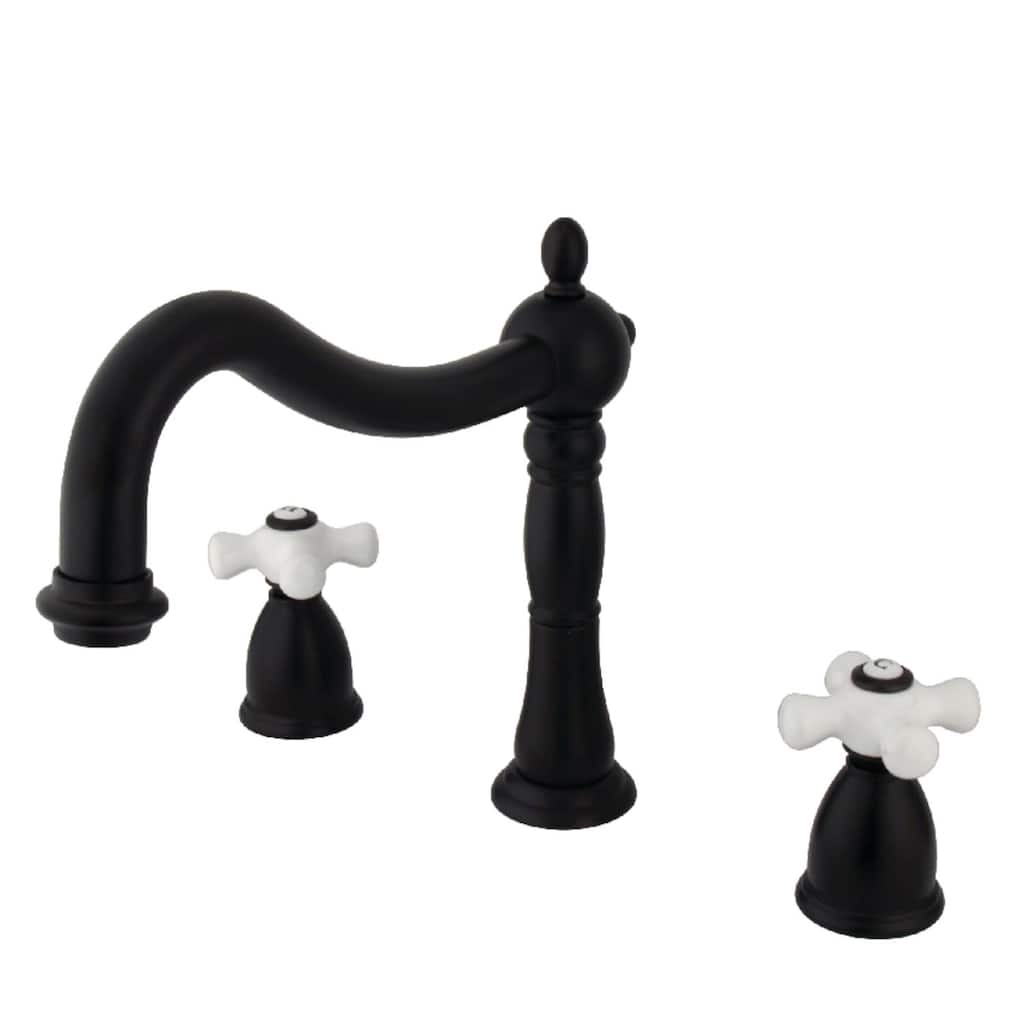 Kingston Brass Heritage Widespread Deck Mounted Roman Tub Filler with