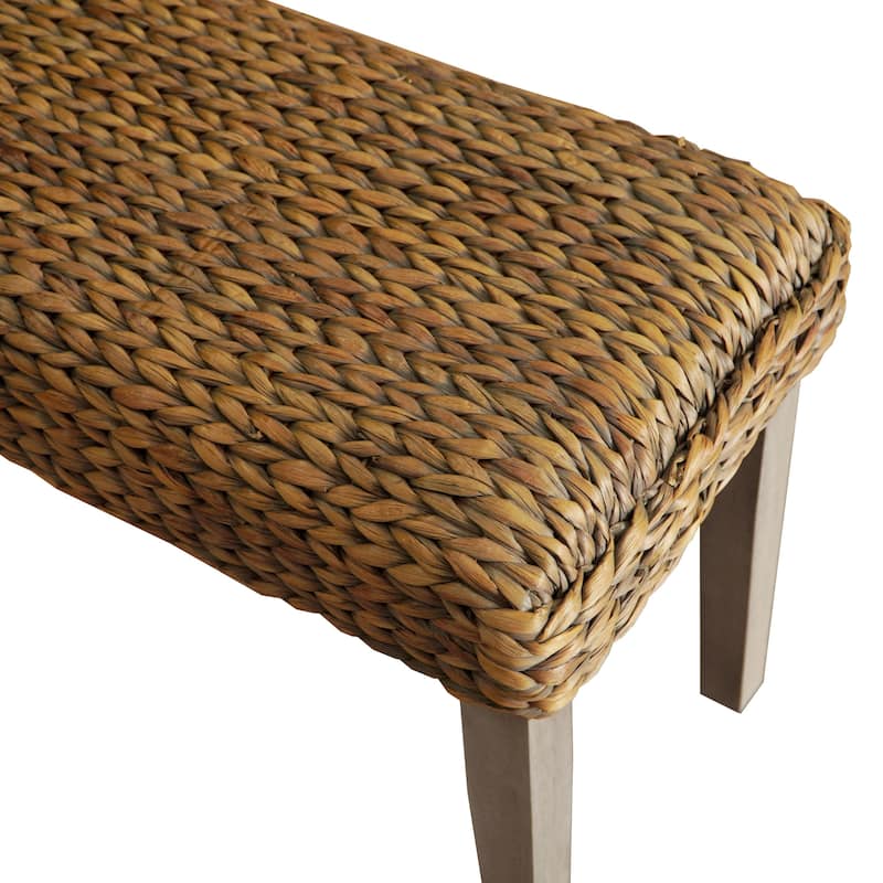 M4H Sultan Solid Wood Natural Water Hyacinth Indoor Bench