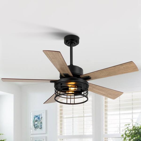 52 in. Indoor Black Standard Ceiling Fan with Light Kit and Remote