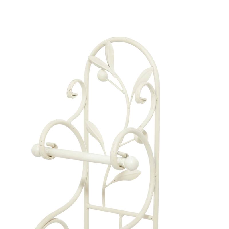 Metal Scroll Toilet Paper Holder with Space to Hold 3 Rolls - Cream - Roche River Decor - 6"W x 8"L x 24"H