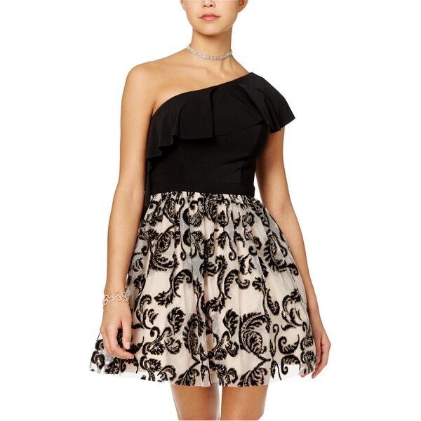 one shoulder flare dress