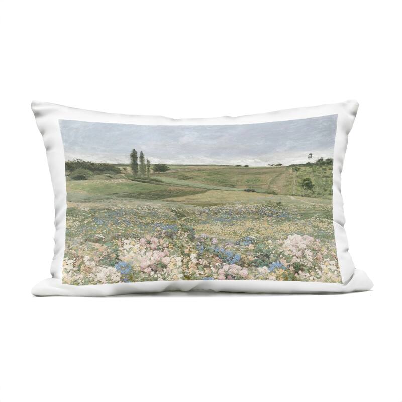 Stupell Charming Pastoral Meadow View Printed Outdoor Throw Pillow Design by Amber Sterling - Accent - Polyester - Green - Single