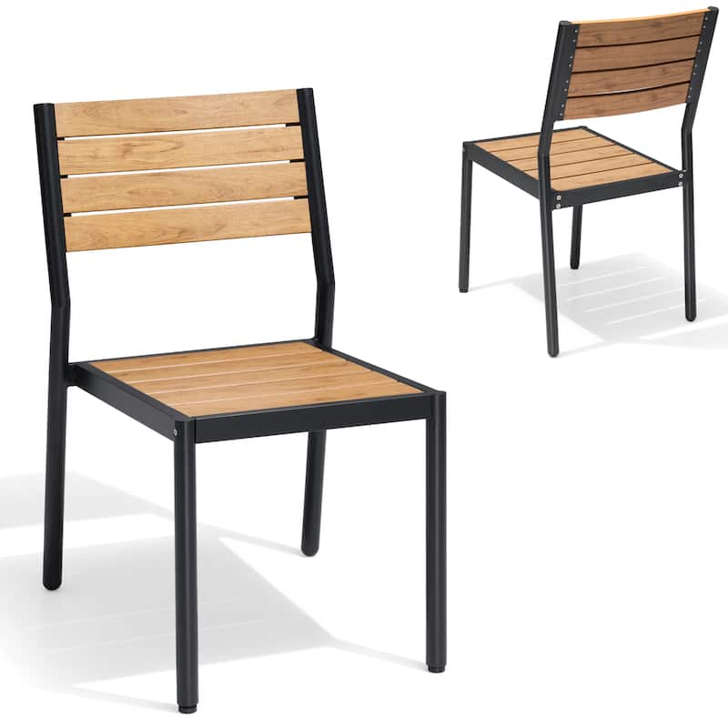 VredHom Outdoor Stackable Aluminum Patio Dining Chairs - Set of 2