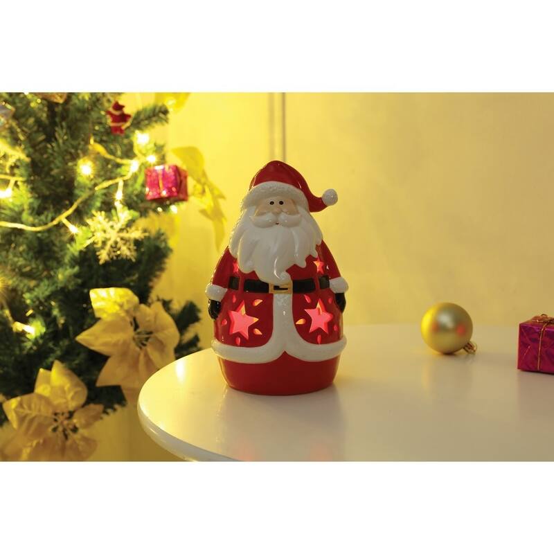 Curata Santa Led Lighted Ceramic Lantern