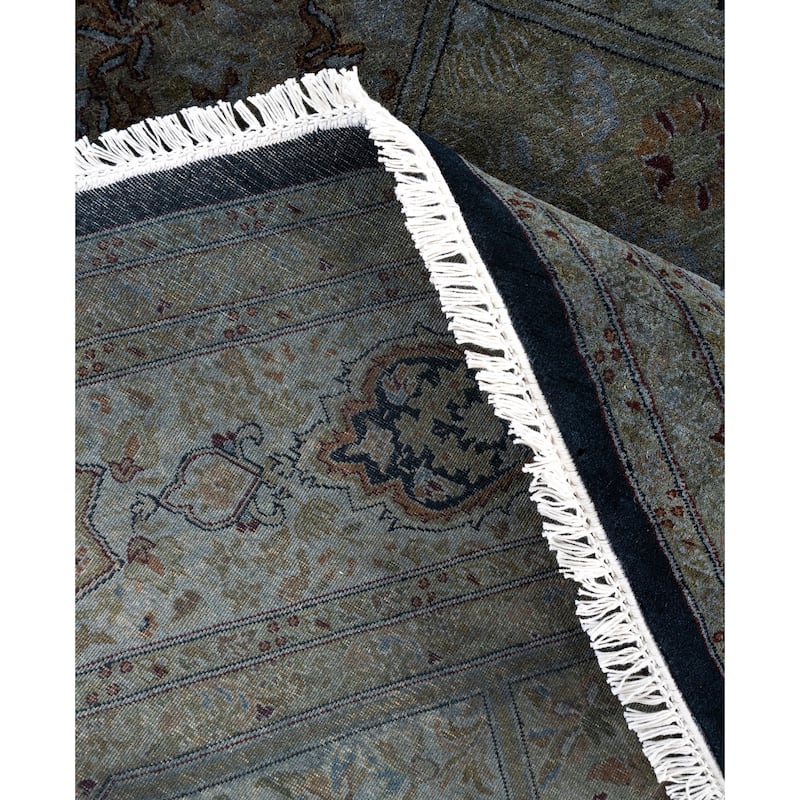 Overdyed One-of-a-Kind Hand-Knotted Octagon Area Rug - Gray - 7' 1" x 7' 1"