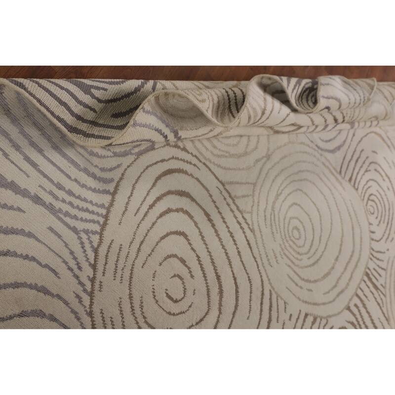 Beige Nepalese Modern Area Rug Handmade Wool Carpet - 6'0" x 8'7"