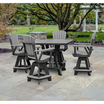 OS Home and Office Five Piece Square Counter Height Dining Set in Light Gray on a Black Base