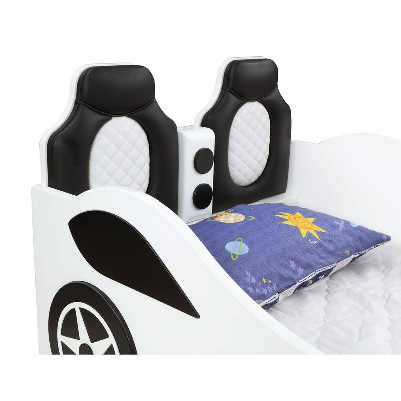 Cruiser Wood Upholstered Twin LED Car Platform Bed